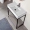Console Sink Vanity With Ceramic Sink and Grey Oak Shelf